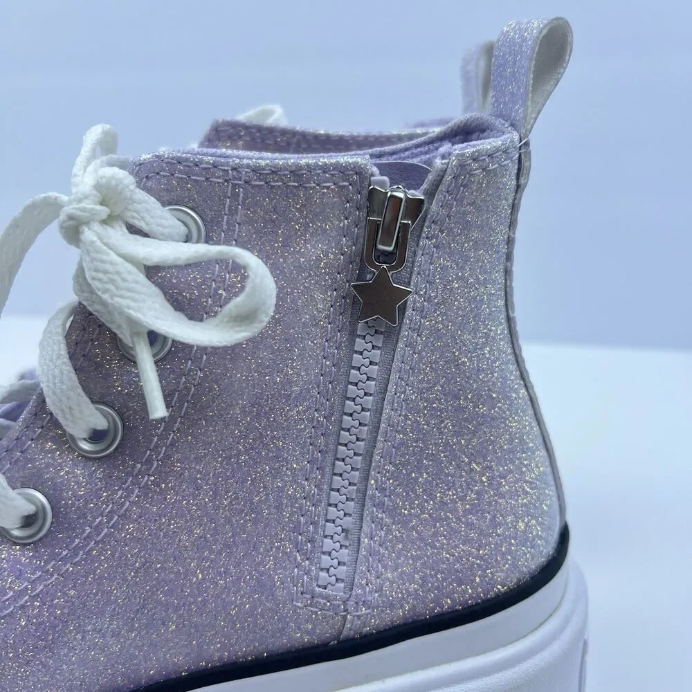 Converse Chuck Taylor Girls Lugged Glitter Platform Shoes Vapor Violet Size 5.5